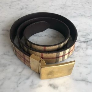 Burberry Reversible Belt - Leather Haymarket Check